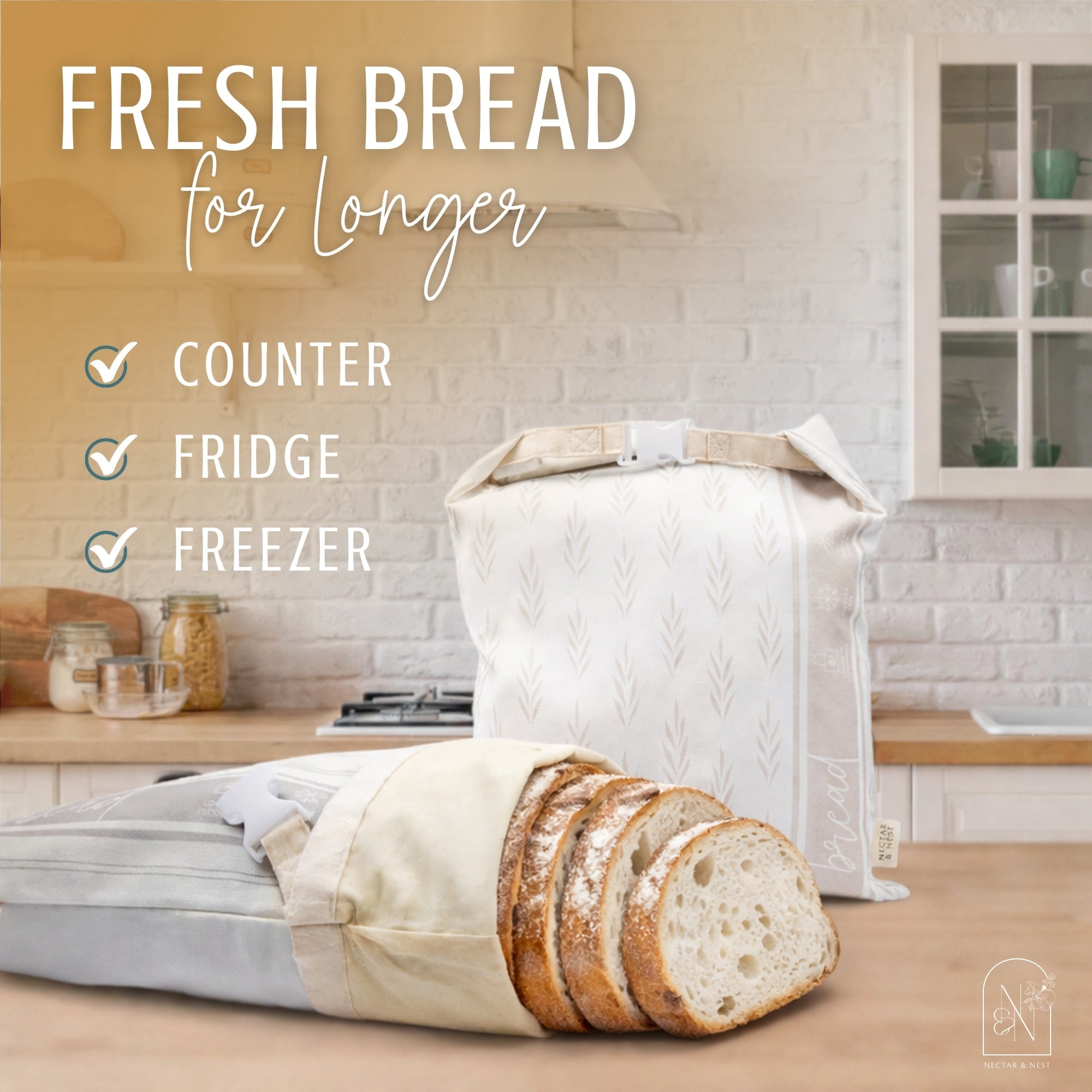 Reusable Beeswax Bread Bags for Homemade Bread & Sourdough