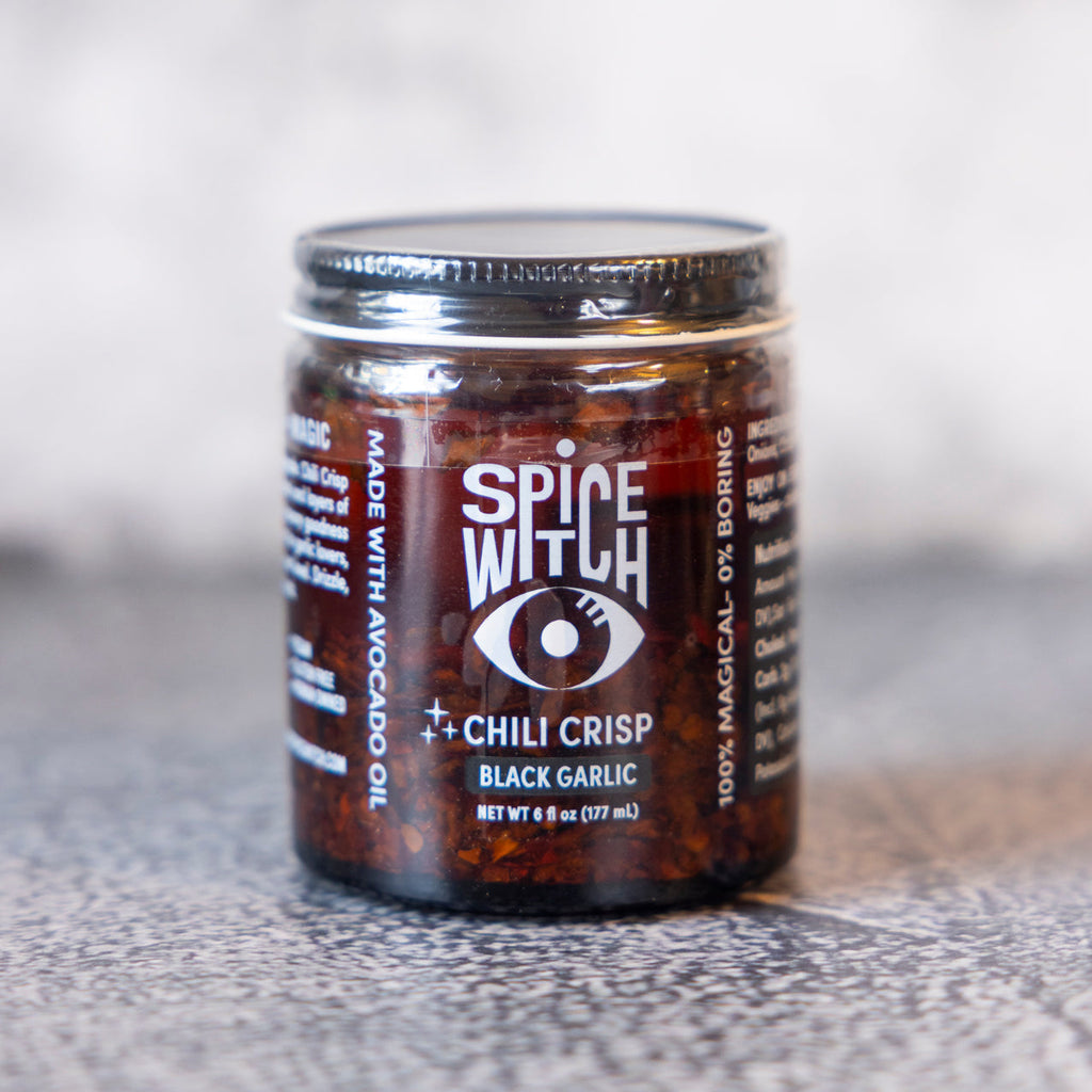 Chili Crisp Black Garlic Flavor- Avocado Oil, Savory Depth, Umami Crunch