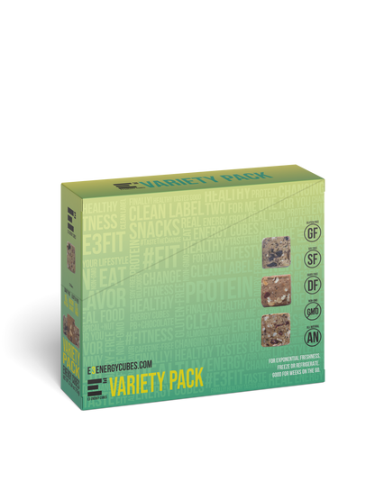 5 Flavor Variety Pack - E3 Energy Cubes | High-Fiber, All-Natural Protein Bars (12 bars)