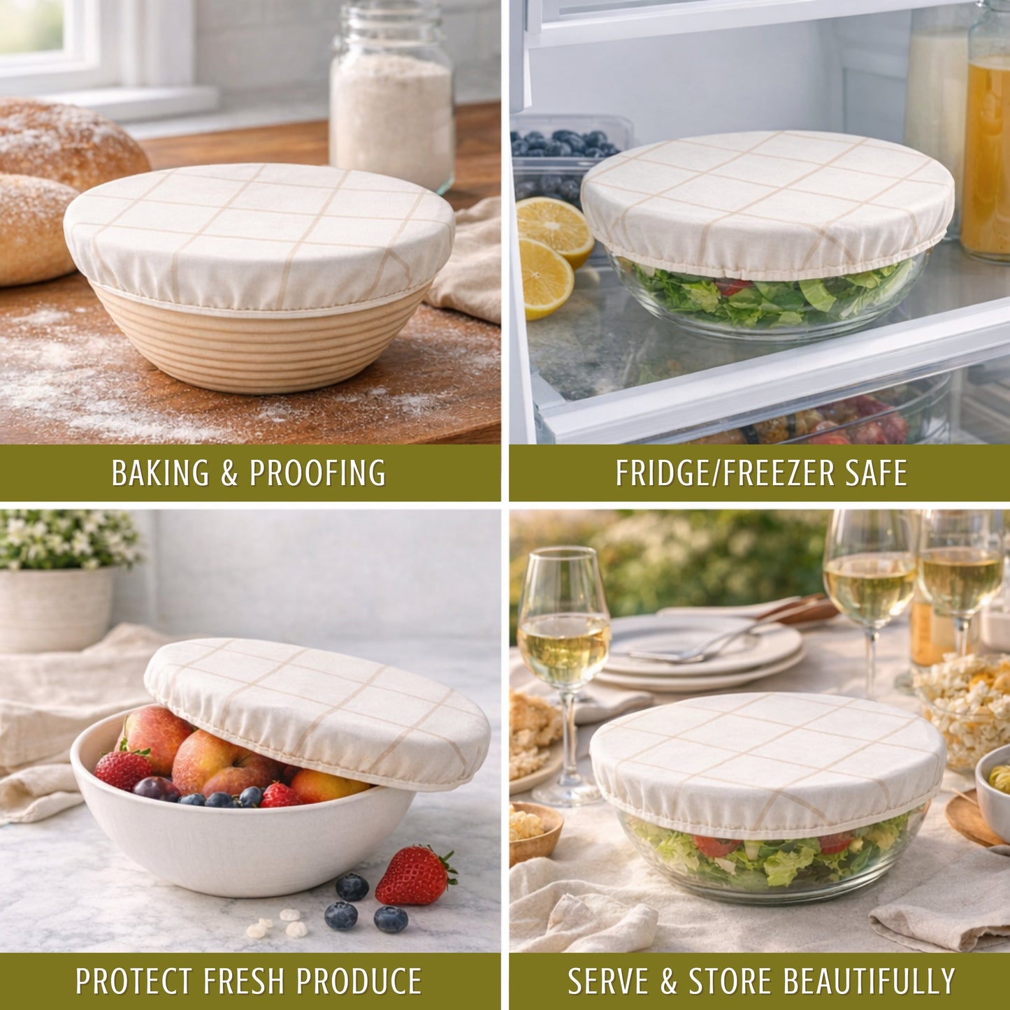 Reusable Beeswax Bowl Covers for Bread Proofing