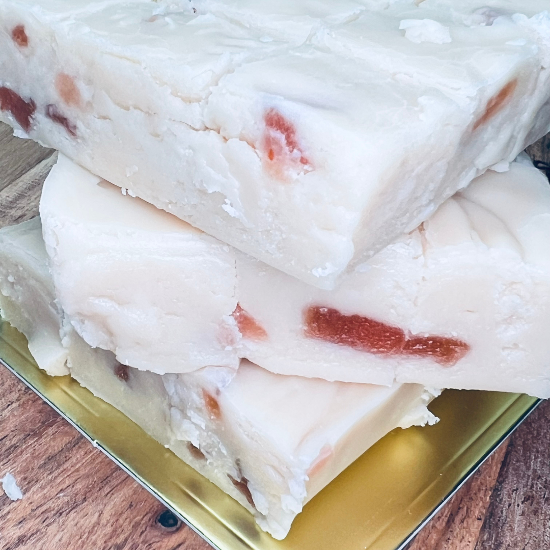 Handmade White Chocolate Strawberry Fudge | Meem's Fudge Shoppe