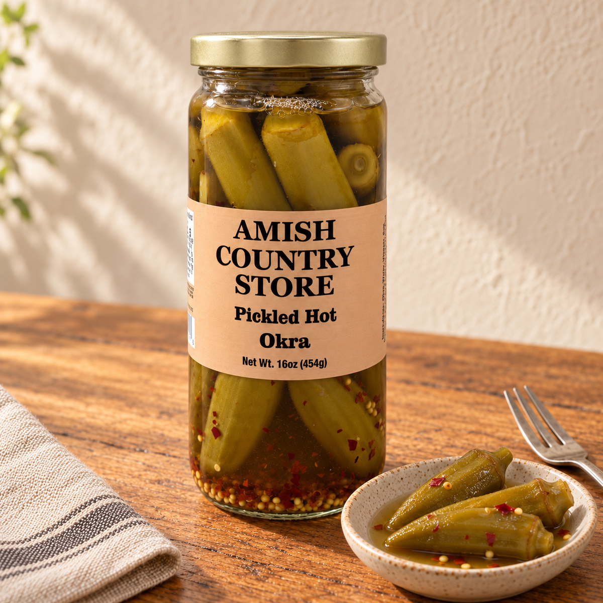 Old-Fashioned Hot Pickled Okra (16oz) | Amish Country Store