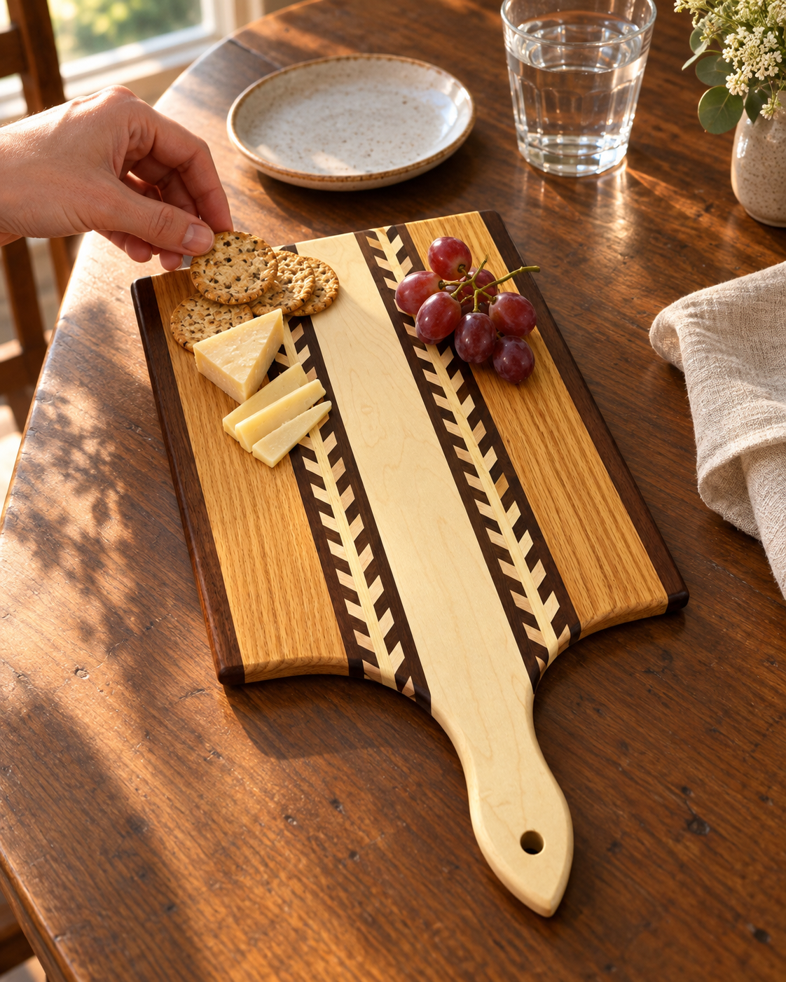 Amish-Made Wheat-Pattern Paddle Cutting & Serving Board
