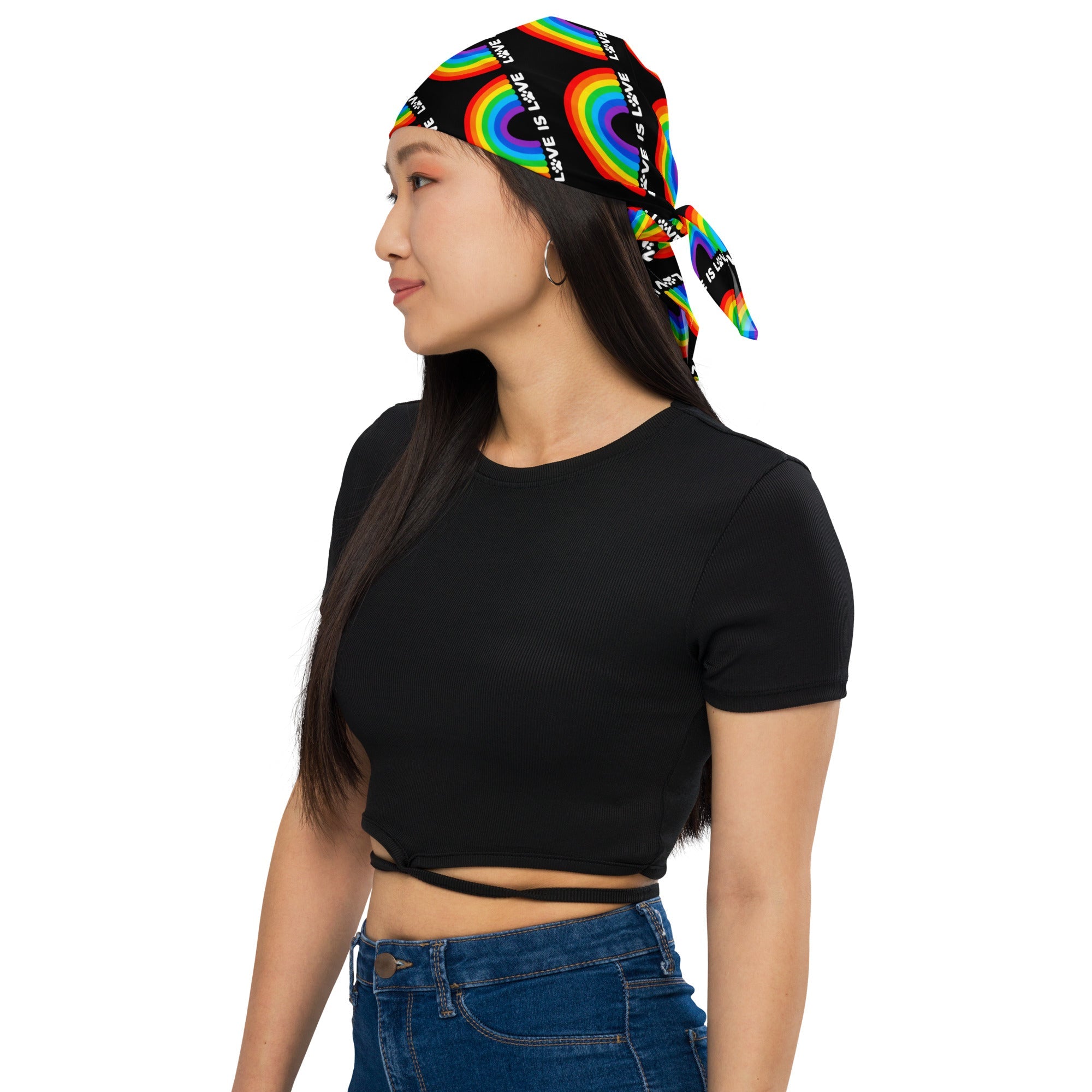 Love is Love Black All-over Print Bandana