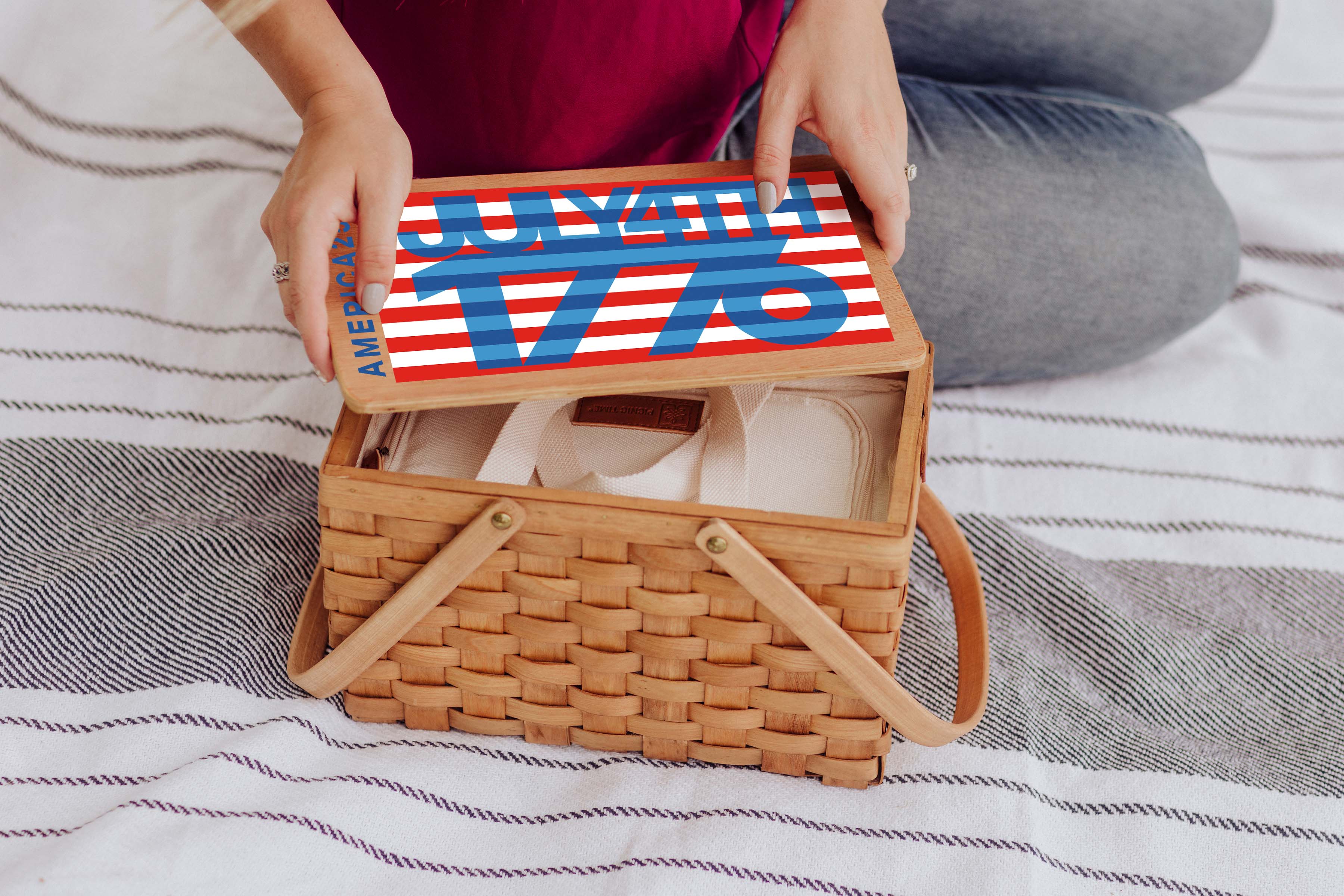 America250 July 4th 1776 (Flag) - Poppy Personal Picnic Basket
