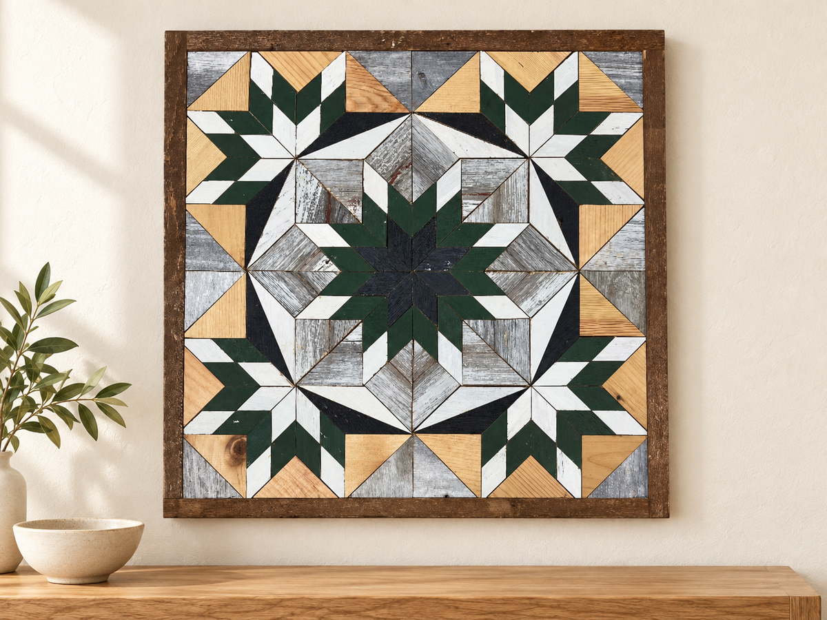 Amish-Made Barn Quilt | Reclaimed Wood | 20.75 × 20.75 in