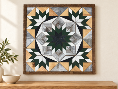 Amish-Made Barn Quilt | Reclaimed Wood | 20.75 × 20.75 in