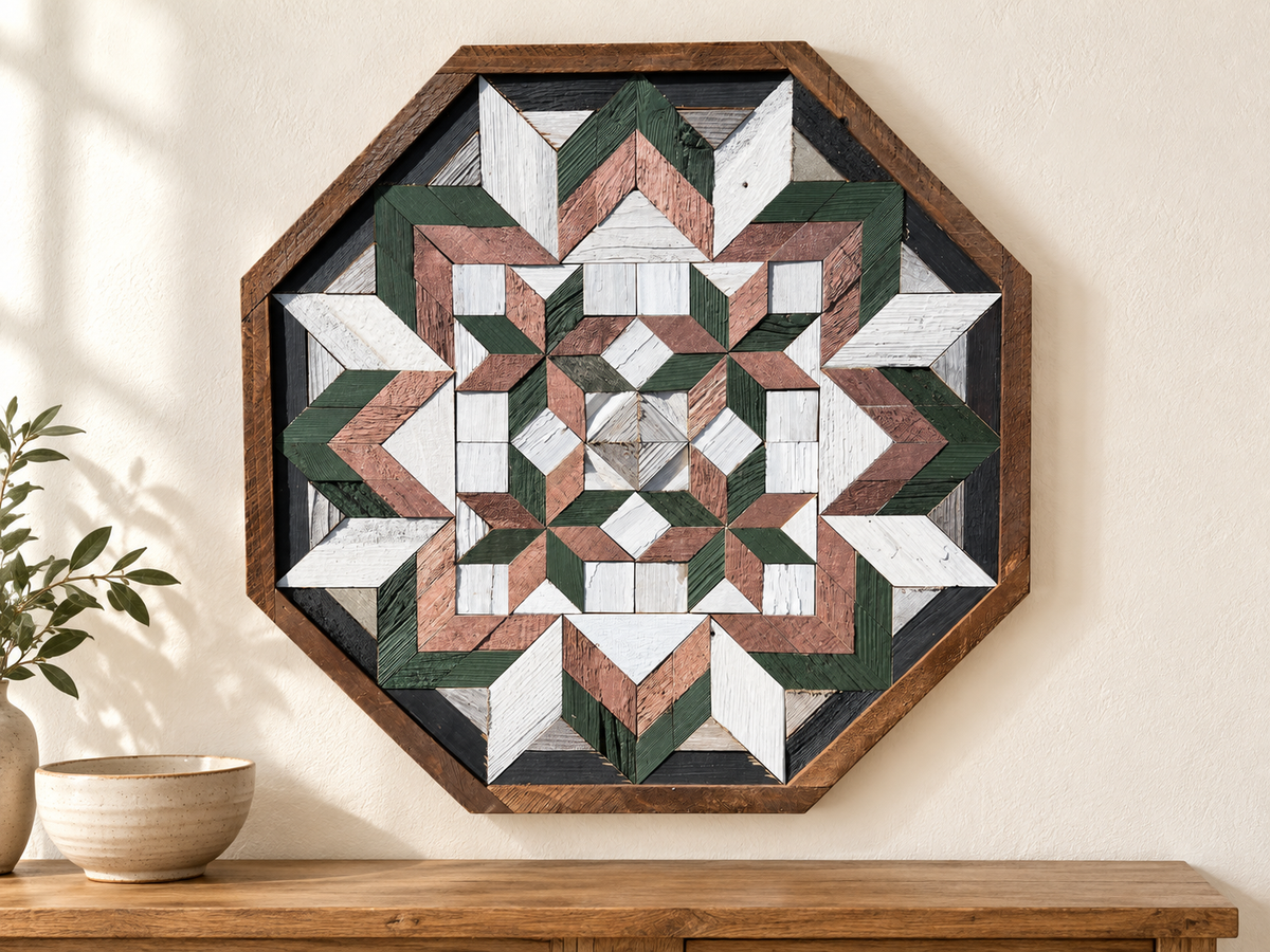Amish-Made Barn Quilt | Reclaimed Wood | 20.75 × 20.75 in