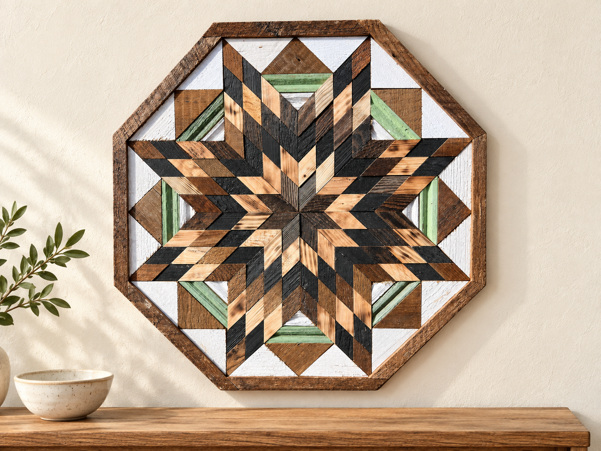 Amish-Made Barn Quilt | Reclaimed Wood | 20.75 × 20.75 in