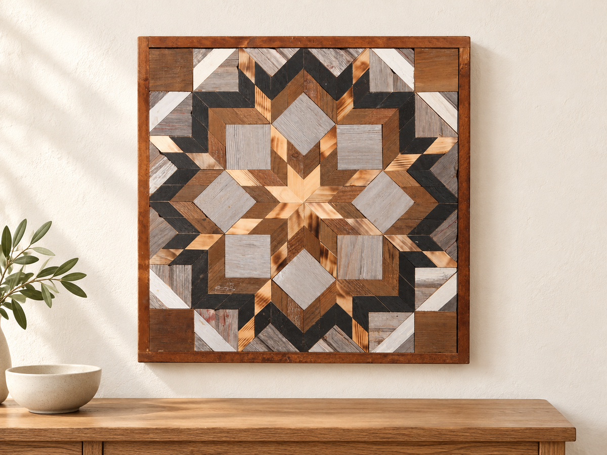 Amish-Made Barn Quilt | Reclaimed Wood | 20.75 × 20.75 in