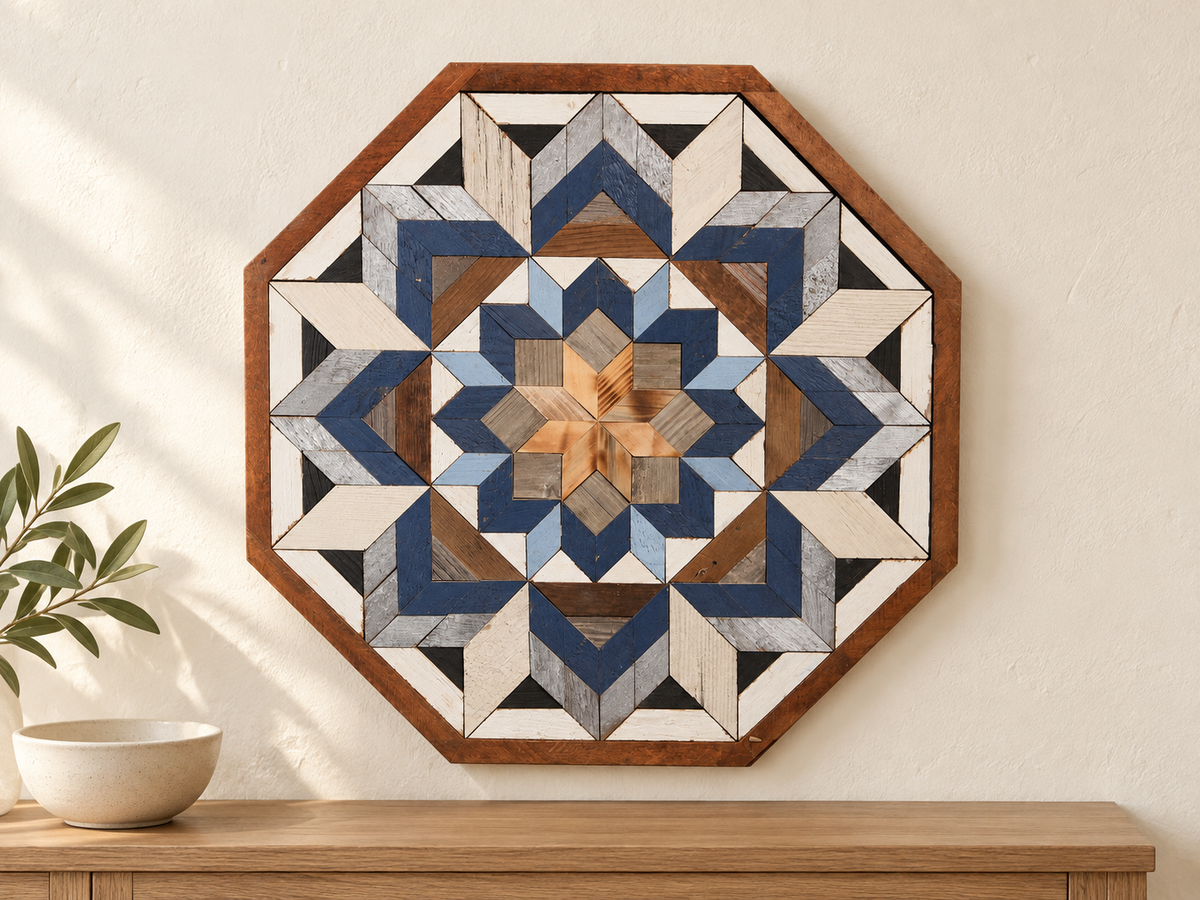 Amish-Made Barn Quilt | Reclaimed Wood | 20.75 × 20.75 in