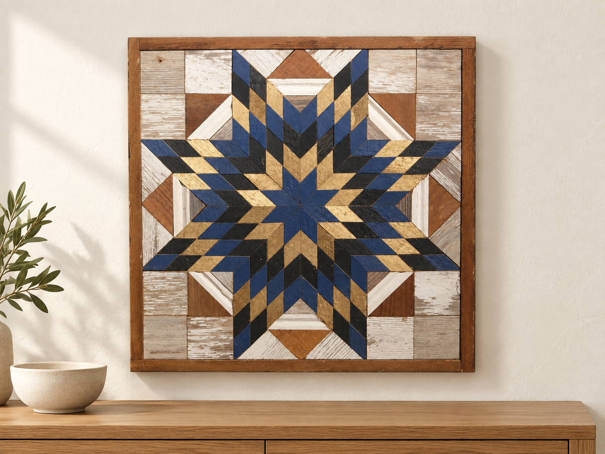 Amish-Made Barn Quilt | Reclaimed Wood | 20.75 × 20.75 in