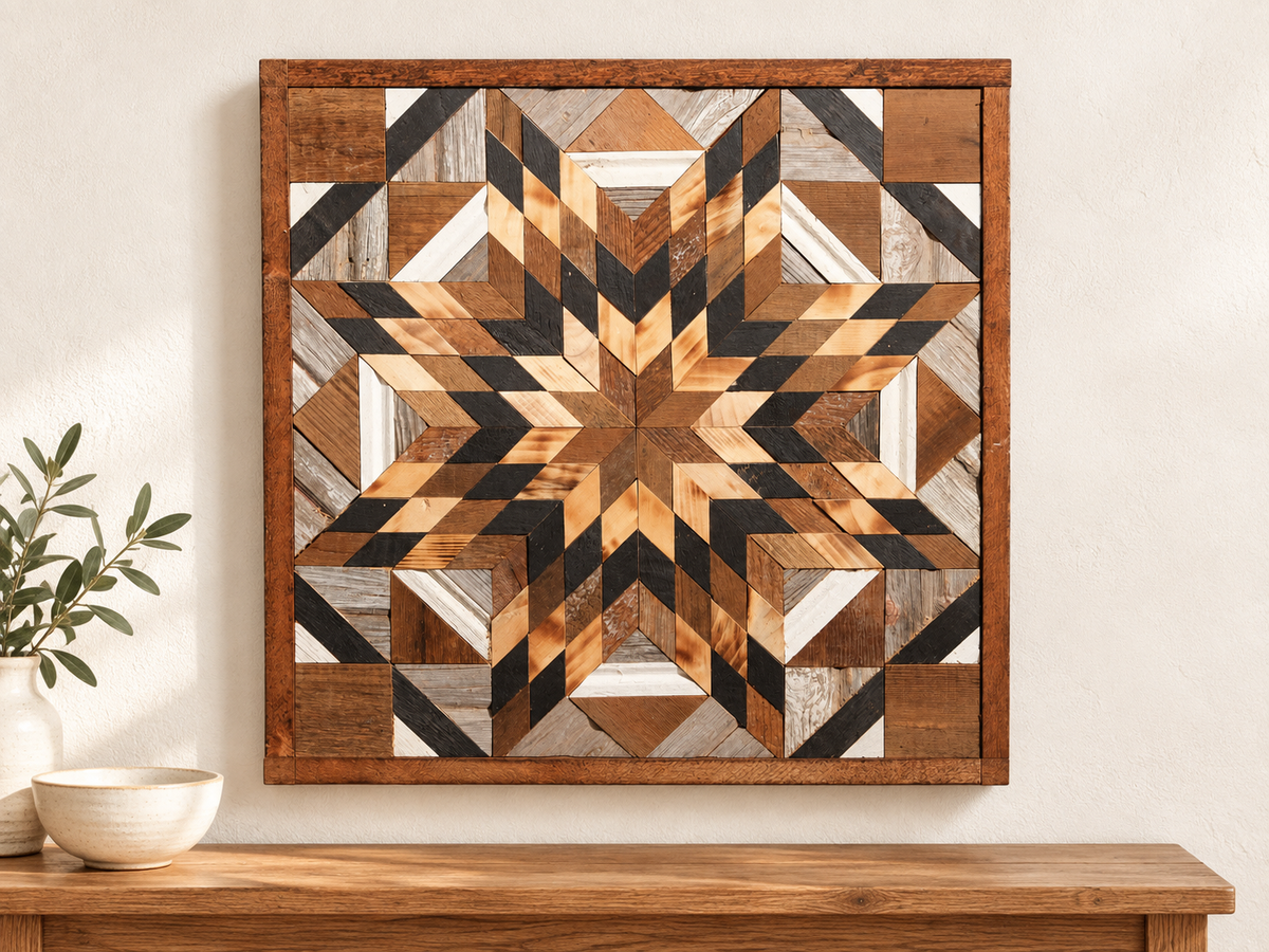 Amish-Made Barn Quilt | Reclaimed Wood | 20.75 × 20.75 in