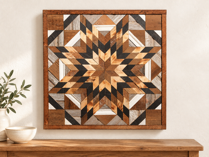 Amish-Made Barn Quilt | Reclaimed Wood | 20.75 × 20.75 in