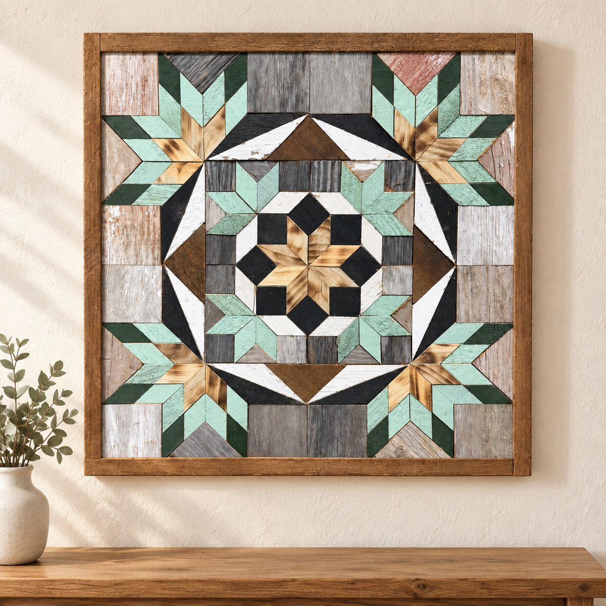 Amish-Made Barn Quilt | Reclaimed Wood | 20.75 × 20.75 in