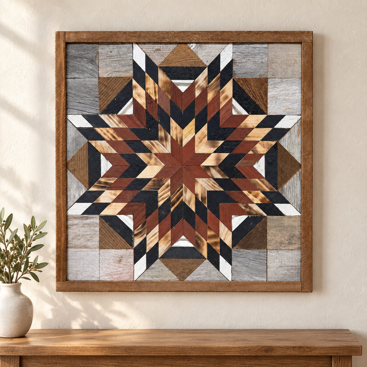 Amish-Made Barn Quilt | Reclaimed Wood | 20.75 × 20.75 in