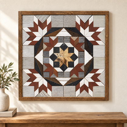 Amish-Made Barn Quilt | Reclaimed Wood | 20.75 × 20.75 in