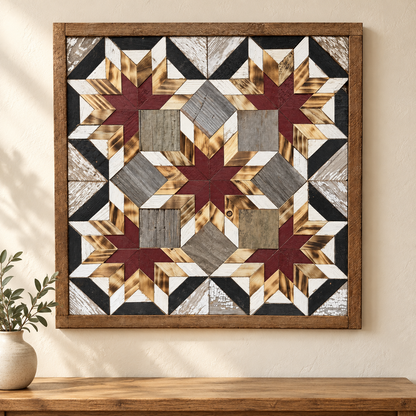 Amish-Made Barn Quilt | Reclaimed Wood | 20.75 × 20.75 in