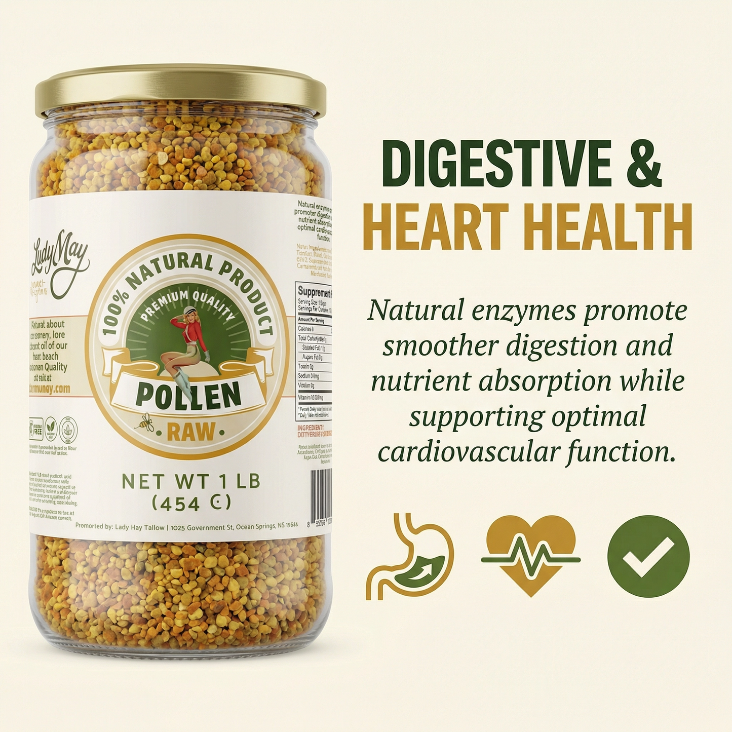 Honeymakers Raw Bee Pollen Granules by The Lady May – 100% Pure, Unheated Natural Superfood for Energy, Immune Support & Digestion – Non-GMO, Gluten-Free, Rich in Protein & Antioxidants (24 oz)