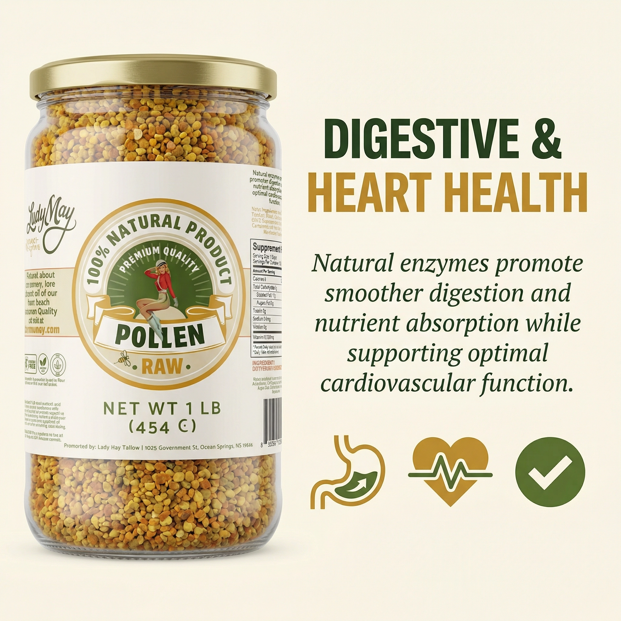 Honeymakers Raw Bee Pollen Granules by The Lady May – 100% Pure, Unheated Natural Superfood for Energy, Immune Support & Digestion – Non-GMO, Gluten-Free, Rich in Protein & Antioxidants (24 oz)