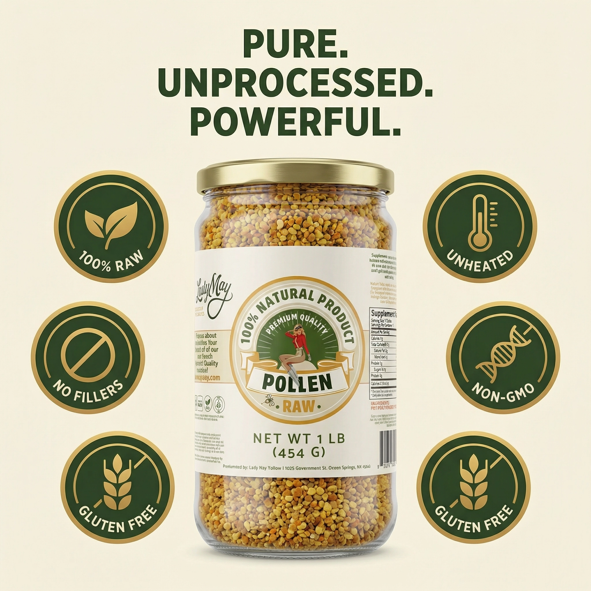 Honeymakers Raw Bee Pollen Granules by The Lady May – 100% Pure, Unheated Natural Superfood for Energy, Immune Support & Digestion – Non-GMO, Gluten-Free, Rich in Protein & Antioxidants (24 oz)