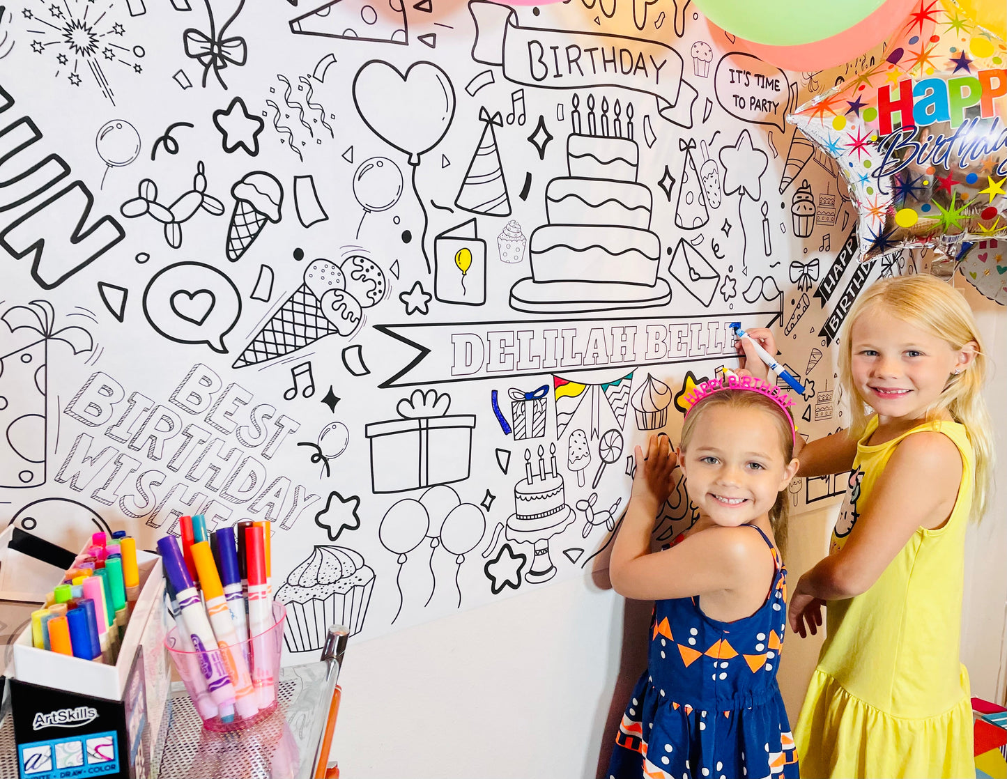 Happy Birthday Coloring Tablecloth