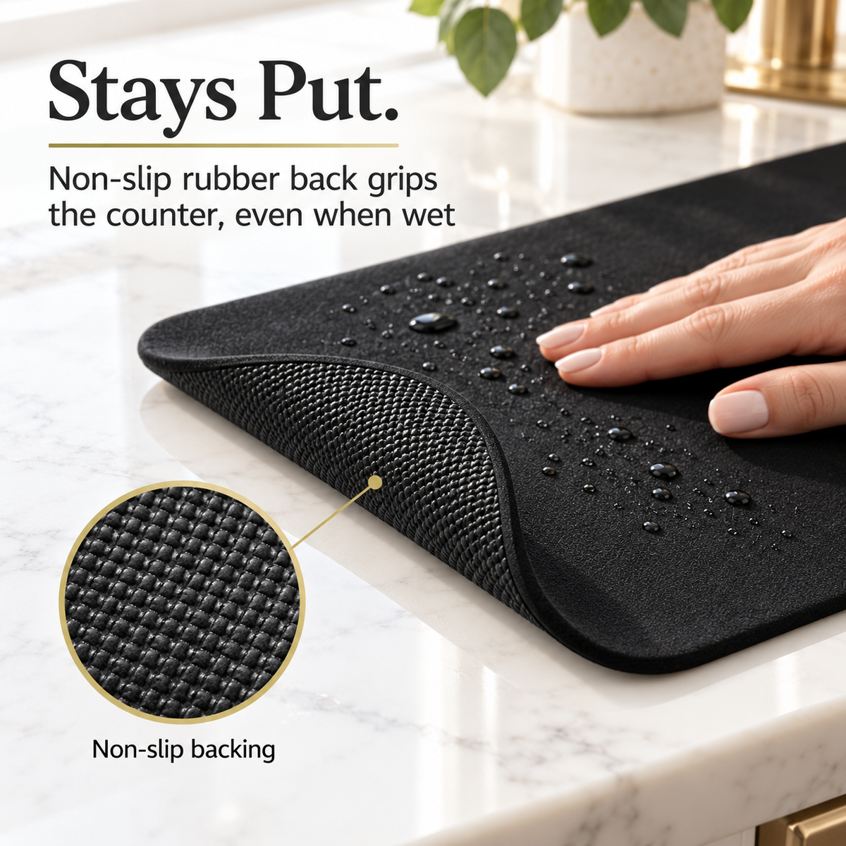 Black Dish Drying Mat — Super Absorbent, Non-Slip