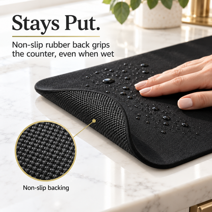 Black Dish Drying Mat — Super Absorbent, Non-Slip