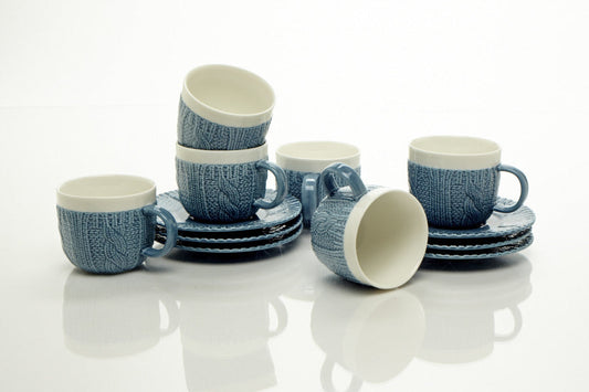 BLUE ESPRESSO CUPS & SAUCERS 3.5 OZ (Set of 6)