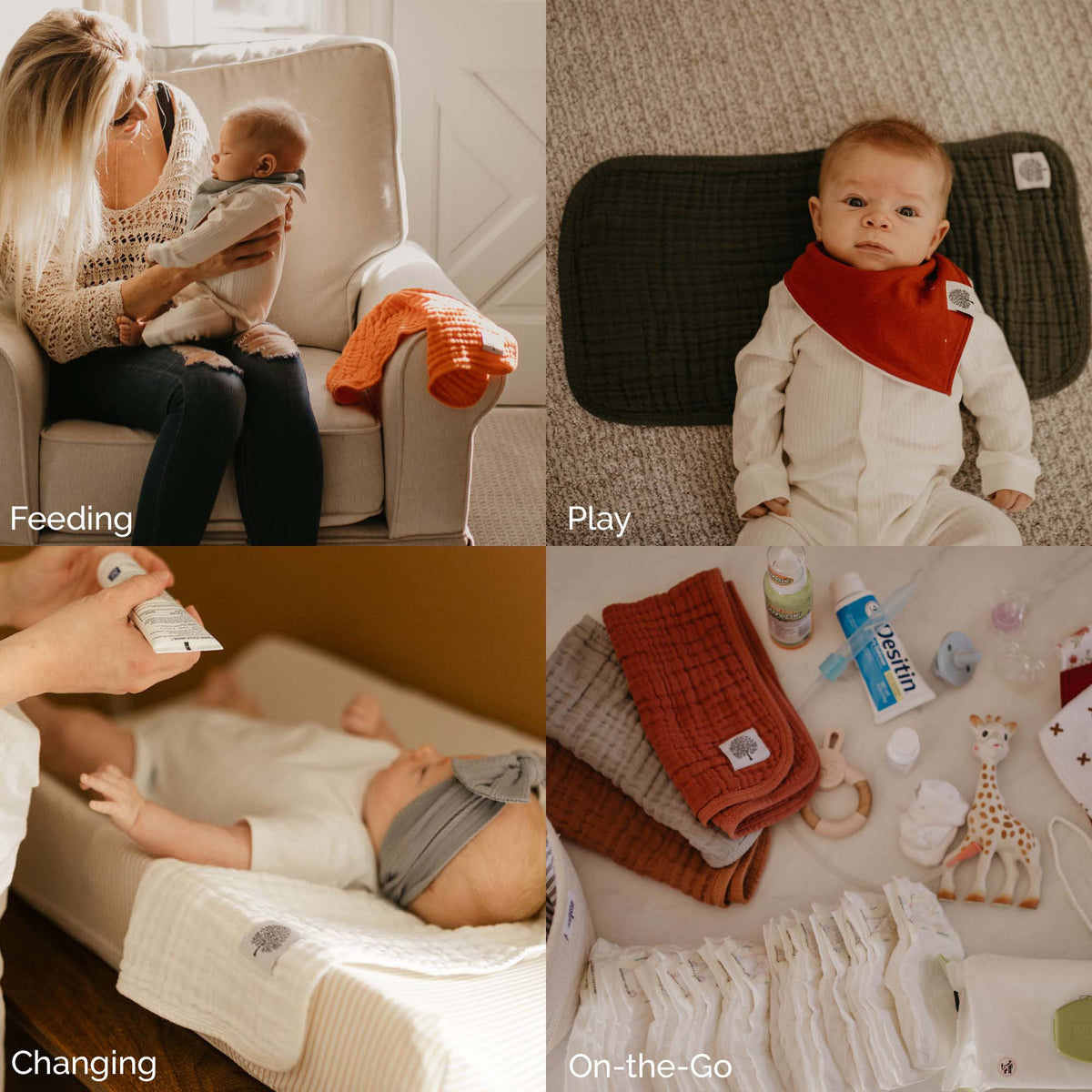 Rose Set - Muslin Burp Cloths (4 Pack)