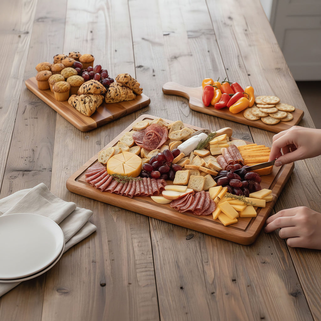3-Piece Acacia Wood Charcuterie Board Set