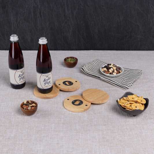 Coasters with Bottle Openers Set of 4