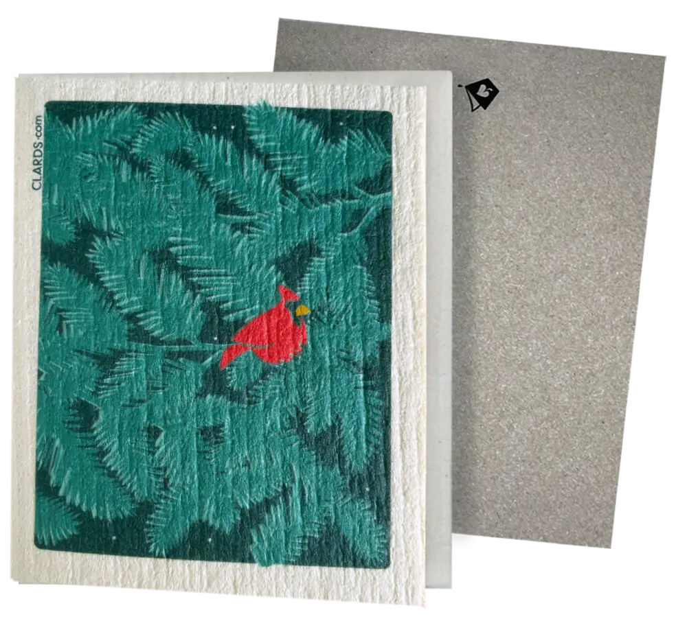 Cardinal Branches | Eco Greeting Card Turns Into Cleaning Cloths | Soak iT Up Clards