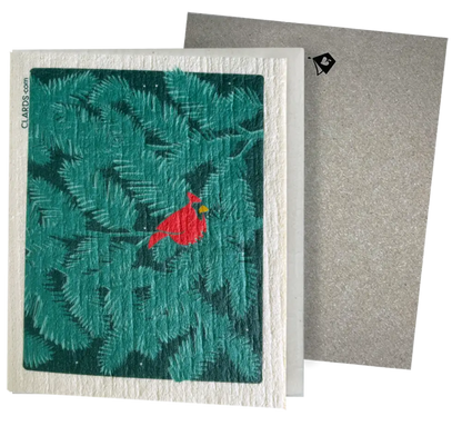 Cardinal Branches | Eco Greeting Card Turns Into Cleaning Cloths | Soak iT Up Clards
