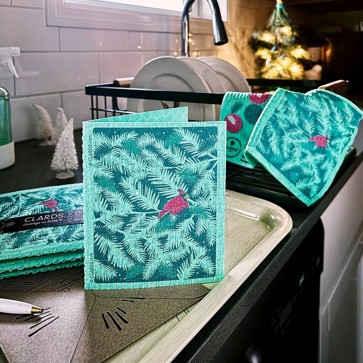 Cardinal Branches | Eco Greetings Turn Cleaning Cloths | Soak iT Up Clards