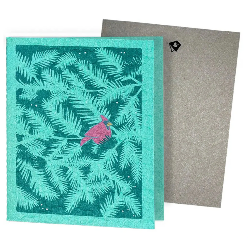 Cardinal Branches – Greeting Card Turns Into a Swedish Sponge Cloth | Soak iT Up Clard®