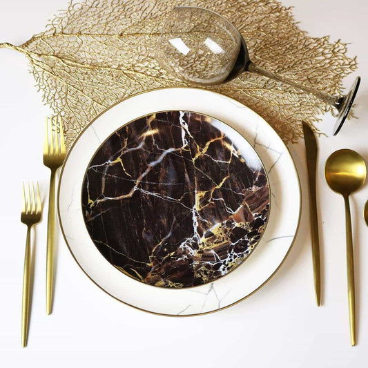 Black Marble Accent Salad Plate-Set of 4