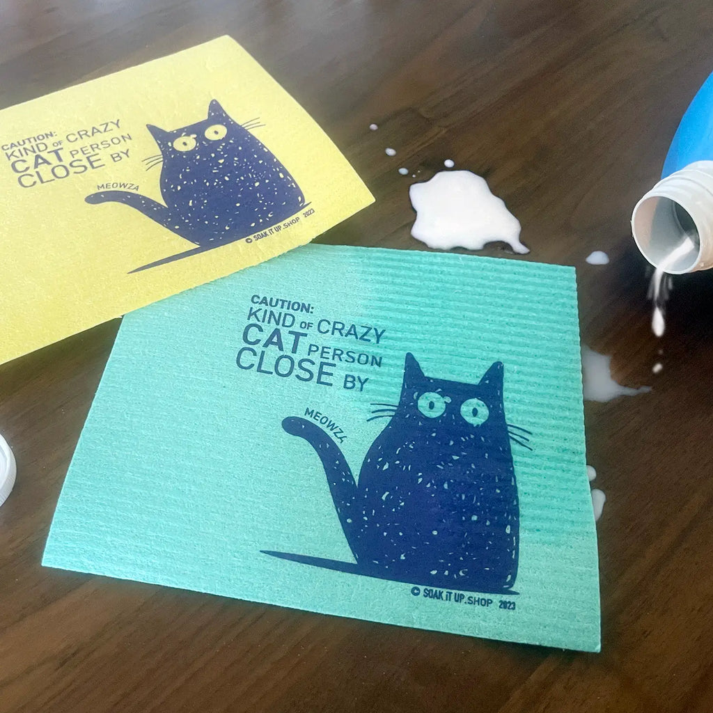 Caution: Kind of Crazy Cat Person- Swedish Dishcloth | Soak iT Up