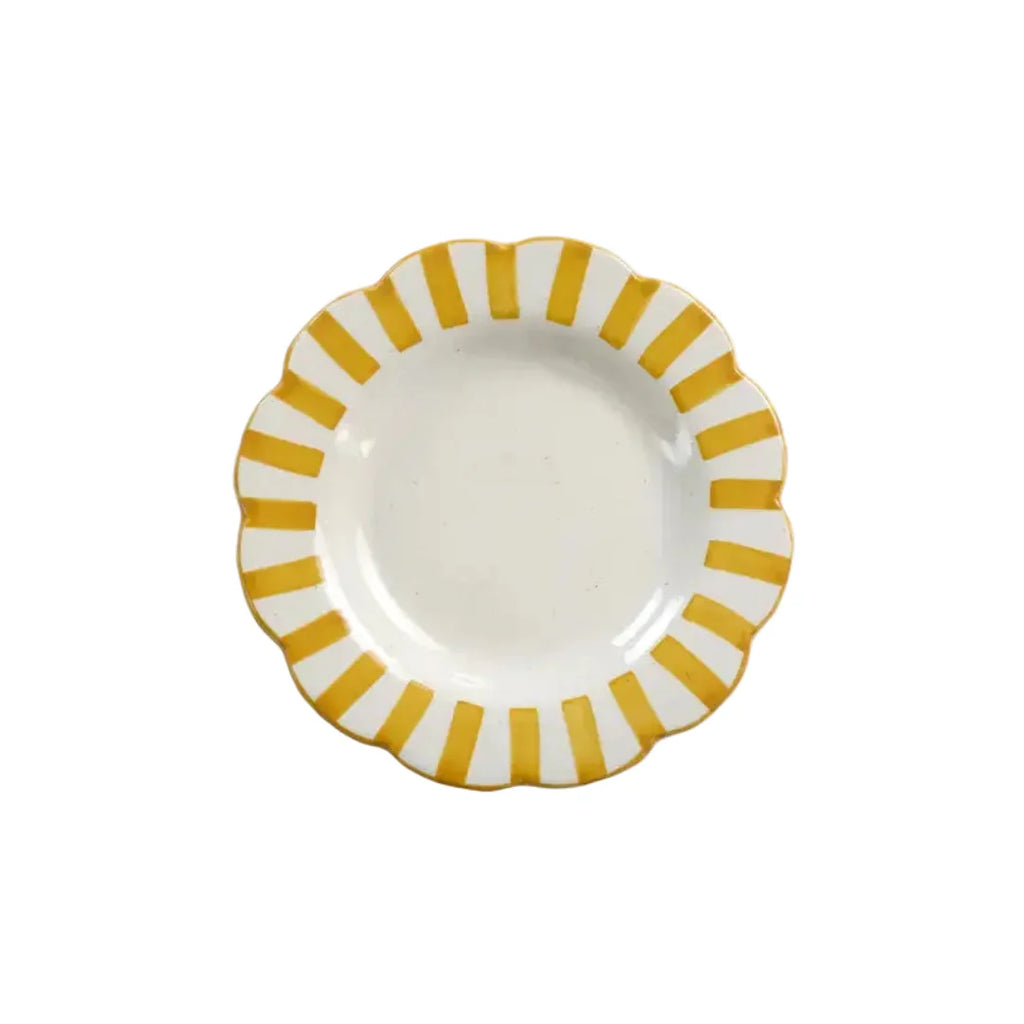 Ceramic stripe Salad Plate, Yellow- 8.25x 8.25 x 1.25 Inches