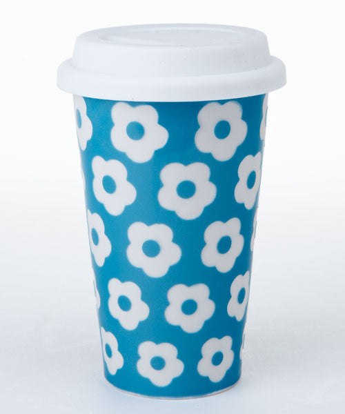 Turquoise Daisy Travel Mug