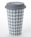 S/2 Grey Houndstooth Travel Mug