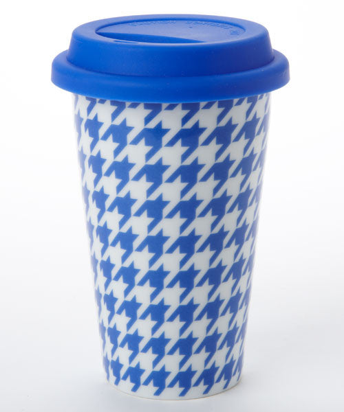 S/2 Blue Houndstooth Travel Mug