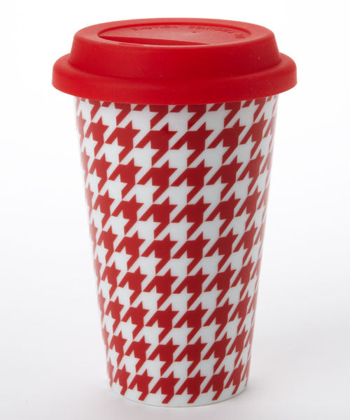 Red Houndstooth Travel Mug