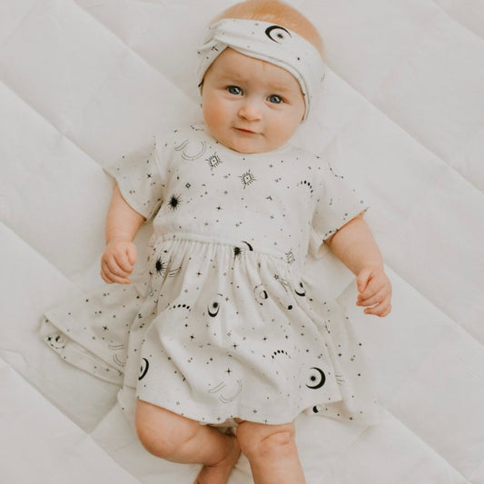 short sleeve twirl dress | celestial
