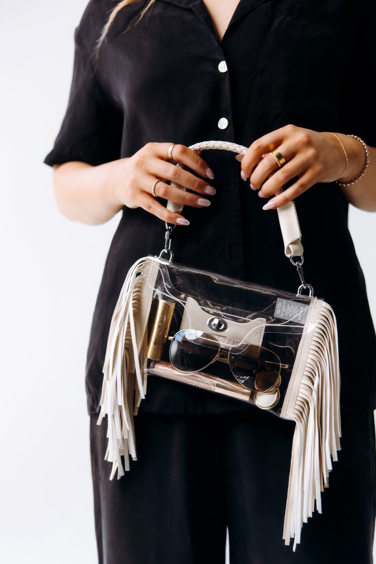 Clear Fringe Crossbody Handbag