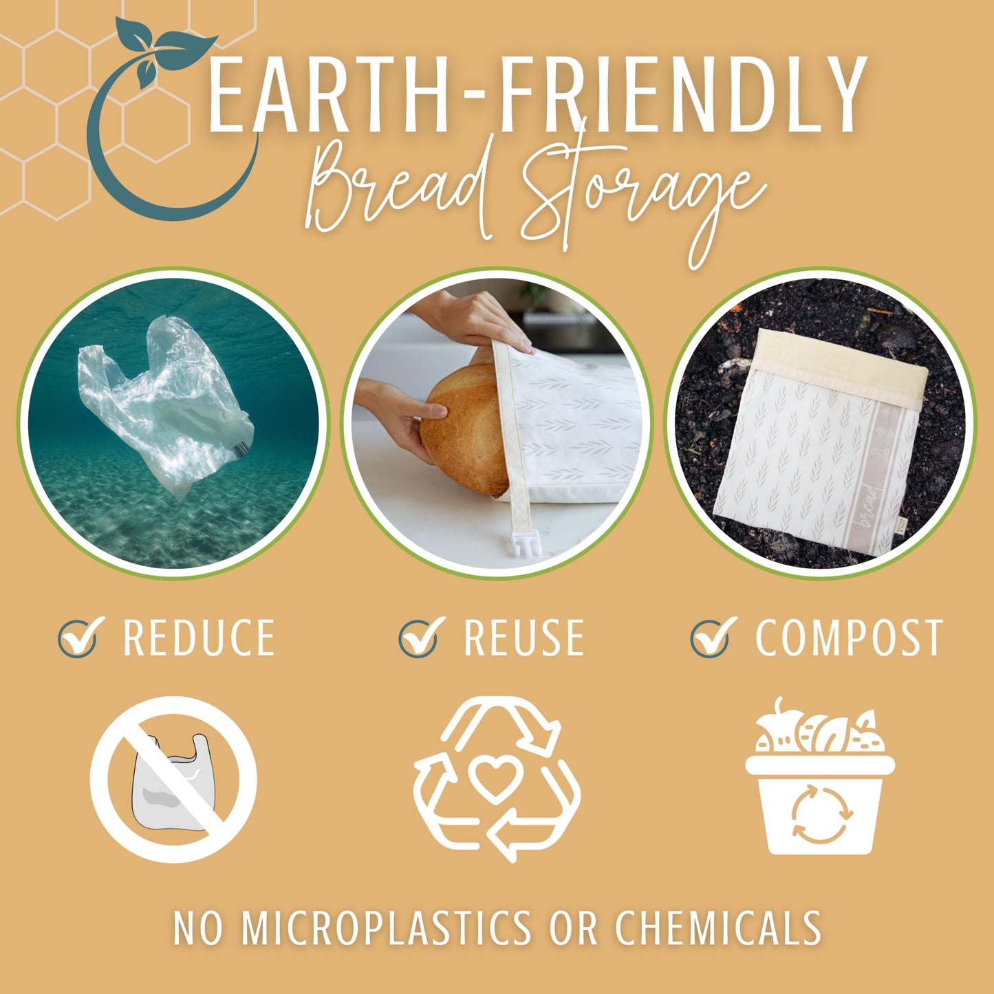 Reusable Beeswax Bread Bags for Homemade Bread & Sourdough