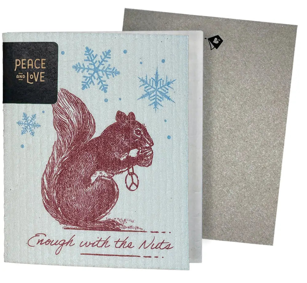 Enough with the Nuts Squirrel Greeting Card Turns Into a Swedish Sponge Cloth | Soak iT Up Clard®