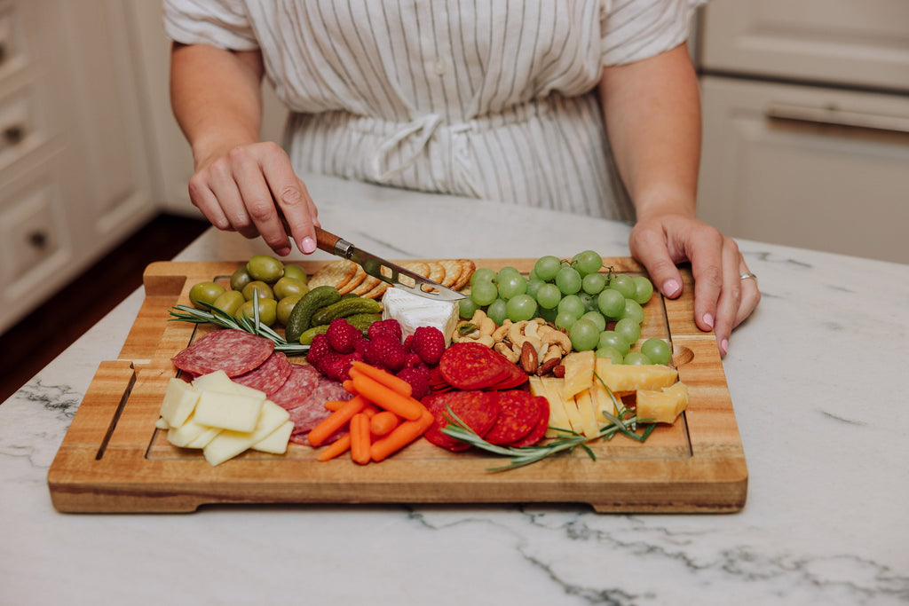 Ventana Tempered Glass and Acacia Cheese Board and Knife Set