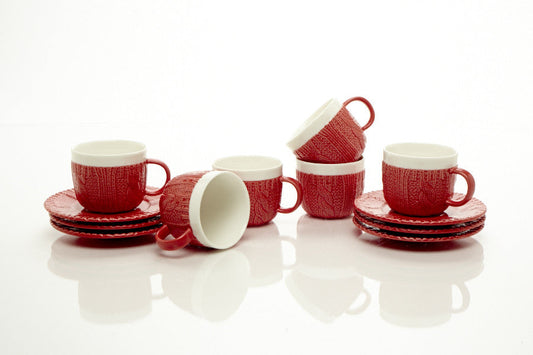 RED ESPRESSO CUPS & SAUCERS 3.5 OZ (Set of 6)