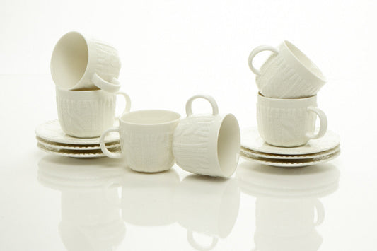 WHITE ESPRESSO CUPS & SAUCERS 3.5 OZ (Set of 6)